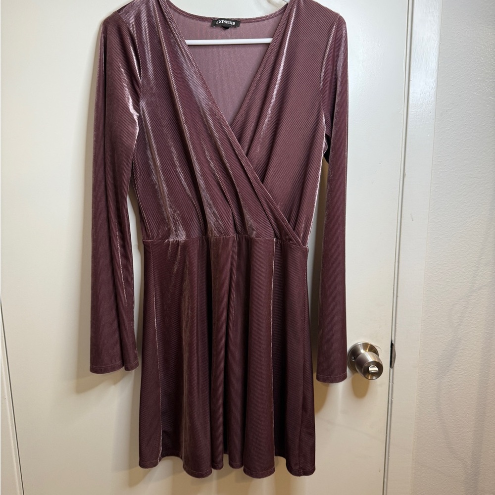Lush Dusty Rose Long Sleeve Dress